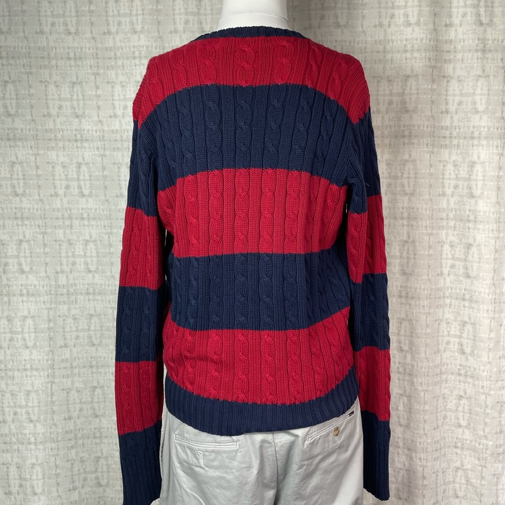 Polo by Ralph Lauren Cotton Crewneck Striped Sweater Medium - Picture 4 of 5